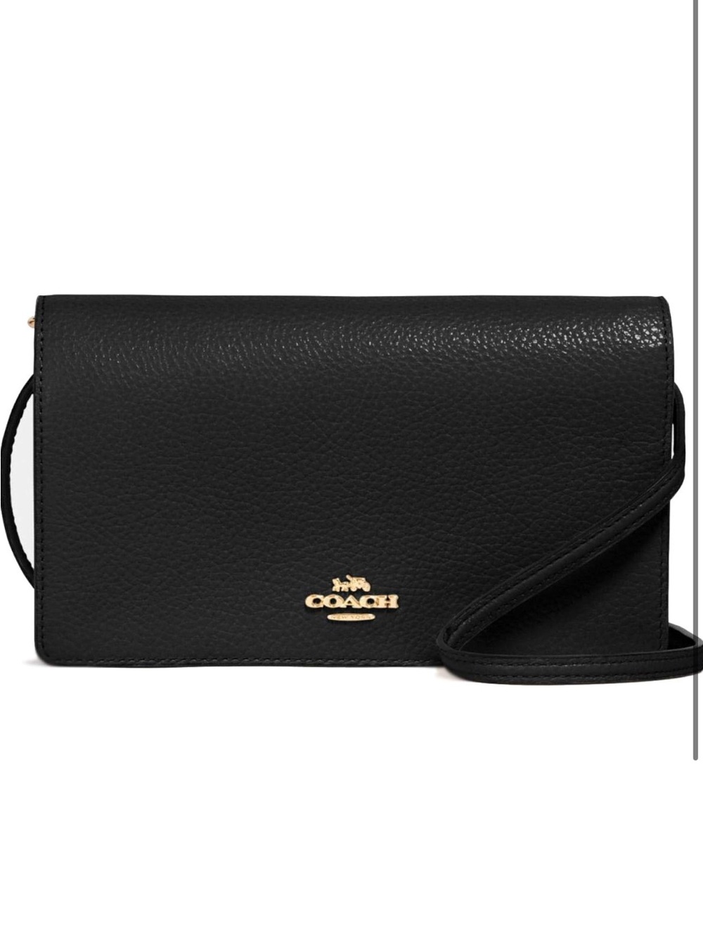 Coach Black Pebbled Leather Crossbody with Gold Logo